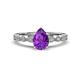1 - Renea 0.77 ctw Amethyst Pear Shape (8x5 mm) With accented Diamonds Engagement Ring 