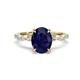 1 - Laila 2.98 ctw Blue Sapphire Oval Shape (9x7 mm) Hidden Halo Engagement Ring 