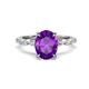1 - Laila 2.48 ctw Amethyst Oval Shape (9x7 mm) Hidden Halo Engagement Ring 
