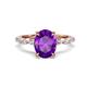 1 - Laila 2.48 ctw Amethyst Oval Shape (9x7 mm) Hidden Halo Engagement Ring 