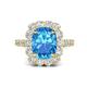 1 - Jazmine 4.19 ctw Blue Topaz Antique Cushion Shape (9x7 mm) accented Lab Grown Diamond  Engagement Ring 