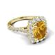 3 - Jazmine 3.62 ctw Citrine Antique Cushion Shape (9x7 mm) accented Lab Grown Diamond  Engagement Ring 