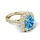 3 - Jazmine 4.19 ctw Blue Topaz Antique Cushion Shape (9x7 mm) accented Lab Grown Diamond  Engagement Ring 