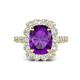 1 - Jazmine 3.62 ctw Amethyst Antique Cushion Shape (9x7 mm) accented Lab Grown Diamond  Engagement Ring 