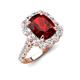 4 - Jazmine 4.34 ctw Red Garnet Antique Cushion Shape (9x7 mm) accented Lab Grown Diamond  Engagement Ring 