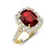 4 - Jazmine 4.34 ctw Red Garnet Antique Cushion Shape (9x7 mm) accented Lab Grown Diamond  Engagement Ring 