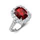 4 - Jazmine 4.34 ctw Red Garnet Antique Cushion Shape (9x7 mm) accented Lab Grown Diamond  Engagement Ring 