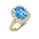 4 - Jazmine 4.19 ctw Blue Topaz Antique Cushion Shape (9x7 mm) accented Lab Grown Diamond  Engagement Ring 