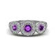 1 - Rocco 0.68 ctw Amethyst (4 mm) Three Stone accented Lab Grown Diamond Engagement Ring 