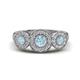 1 - Rocco 0.68 ctw Aquamarine (4 mm) Three Stone accented Lab Grown Diamond Engagement Ring 