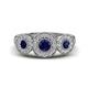 1 - Rocco 0.80 ctw Blue Sapphire (4 mm) Three Stone accented Lab Grown Diamond Engagement Ring 