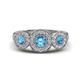1 - Rocco 0.70 ctw Blue Topaz (4 mm) Three Stone accented Lab Grown Diamond Engagement Ring 