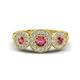 1 - Rocco 0.68 ctw Pink Tourmaline (4 mm) Three Stone accented Lab Grown Diamond Engagement Ring 
