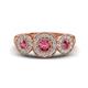 1 - Rocco 0.68 ctw Pink Tourmaline (4 mm) Three Stone accented Lab Grown Diamond Engagement Ring 