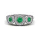 1 - Rocco 0.68 ctw Emerald (4 mm) Three Stone accented Lab Grown Diamond Engagement Ring 