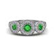 1 - Rocco 0.82 ctw Green Garnet (4 mm) Three Stone accented Lab Grown Diamond Engagement Ring 