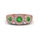 1 - Rocco 0.82 ctw Green Garnet (4 mm) Three Stone accented Lab Grown Diamond Engagement Ring 