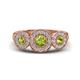 1 - Rocco 0.84 ctw Peridot (4 mm) Three Stone accented Lab Grown Diamond Engagement Ring 