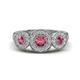 1 - Rocco 0.68 ctw Pink Tourmaline (4 mm) Three Stone accented Lab Grown Diamond Engagement Ring 