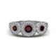 1 - Rocco 0.84 ctw Red Garnet (4 mm) Three Stone accented Lab Grown Diamond Engagement Ring 