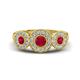 1 - Rocco 0.76 ctw Ruby (4 mm) Three Stone accented Lab Grown Diamond Engagement Ring 