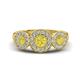 1 - Rocco 0.75 ctw Yellow Diamond (4 mm) Three Stone accented Lab Grown Diamond Engagement Ring 