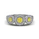1 - Rocco 0.75 ctw Yellow Diamond (4 mm) Three Stone accented Lab Grown Diamond Engagement Ring 