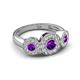 3 - Rocco 0.68 ctw Amethyst (4 mm) Three Stone accented Lab Grown Diamond Engagement Ring 