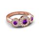 3 - Rocco 0.68 ctw Amethyst (4 mm) Three Stone accented Lab Grown Diamond Engagement Ring 