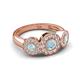 3 - Rocco 0.68 ctw Aquamarine (4 mm) Three Stone accented Lab Grown Diamond Engagement Ring 
