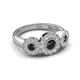 3 - Rocco 0.77 ctw Black Diamond (4 mm) Three Stone accented Lab Grown Diamond Engagement Ring 