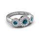 3 - Rocco 0.75 ctw Blue Diamond (4 mm) Three Stone accented Lab Grown Diamond Engagement Ring 