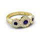 3 - Rocco 0.80 ctw Blue Sapphire (4 mm) Three Stone accented Lab Grown Diamond Engagement Ring 