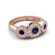 3 - Rocco 0.80 ctw Blue Sapphire (4 mm) Three Stone accented Lab Grown Diamond Engagement Ring 