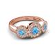 3 - Rocco 0.70 ctw Blue Topaz (4 mm) Three Stone accented Lab Grown Diamond Engagement Ring 