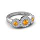 3 - Rocco 0.68 ctw Citrine (4 mm) Three Stone accented Lab Grown Diamond Engagement Ring 