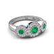 3 - Rocco 0.68 ctw Emerald (4 mm) Three Stone accented Lab Grown Diamond Engagement Ring 