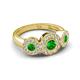 3 - Rocco 0.82 ctw Green Garnet (4 mm) Three Stone accented Lab Grown Diamond Engagement Ring 