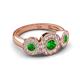 3 - Rocco 0.82 ctw Green Garnet (4 mm) Three Stone accented Lab Grown Diamond Engagement Ring 