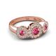 3 - Rocco 0.68 ctw Pink Tourmaline (4 mm) Three Stone accented Lab Grown Diamond Engagement Ring 