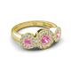 3 - Rocco 0.77 ctw Pink Sapphire (4 mm) Three Stone accented Lab Grown Diamond Engagement Ring 