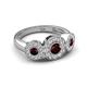 3 - Rocco 0.84 ctw Red Garnet (4 mm) Three Stone accented Lab Grown Diamond Engagement Ring 