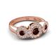 3 - Rocco 0.84 ctw Red Garnet (4 mm) Three Stone accented Lab Grown Diamond Engagement Ring 