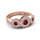 3 - Rocco 0.84 ctw Rhodolite Garnet (4 mm) Three Stone accented Lab Grown Diamond Engagement Ring 