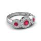 3 - Rocco 0.76 ctw Ruby (4 mm) Three Stone accented Lab Grown Diamond Engagement Ring 