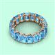 3 - Victoria 6x4 mm Emerald Cut Blue Topaz Eternity Band 
