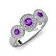 4 - Rocco 0.68 ctw Amethyst (4 mm) Three Stone accented Lab Grown Diamond Engagement Ring 