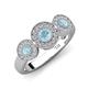 4 - Rocco 0.68 ctw Aquamarine (4 mm) Three Stone accented Lab Grown Diamond Engagement Ring 