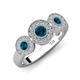 4 - Rocco 0.75 ctw Blue Diamond (4 mm) Three Stone accented Lab Grown Diamond Engagement Ring 