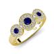 4 - Rocco 0.80 ctw Blue Sapphire (4 mm) Three Stone accented Lab Grown Diamond Engagement Ring 